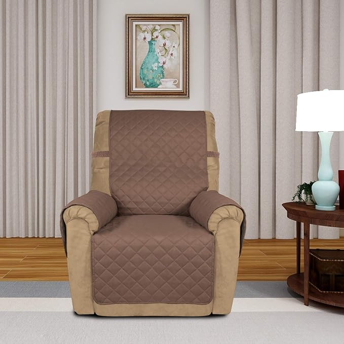 PureFit Reversible Recliner Chair Covers Couch Covers for Dogs, 19 in | Brown/Beige, Water Resistant Couch Protector, Washable Pet Couch Cover with Non Slip and Elastic Straps For Kids - Image 2