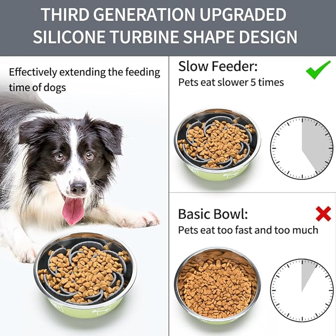 Slow Feeder Dog Bowls Insert,Third Generation upgradedSuper Firm Eating Bowl（Cuttable） for Large Breed and Medium Small Size Compatible with Regular Elevated Metal Glass Dog Bowl (Gray) - Image 2