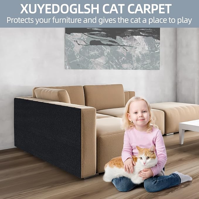 Cat Scratch Mat 120"x15.8", Cat Scratch Pad, Cat Couch Protector (Black) - Image 7