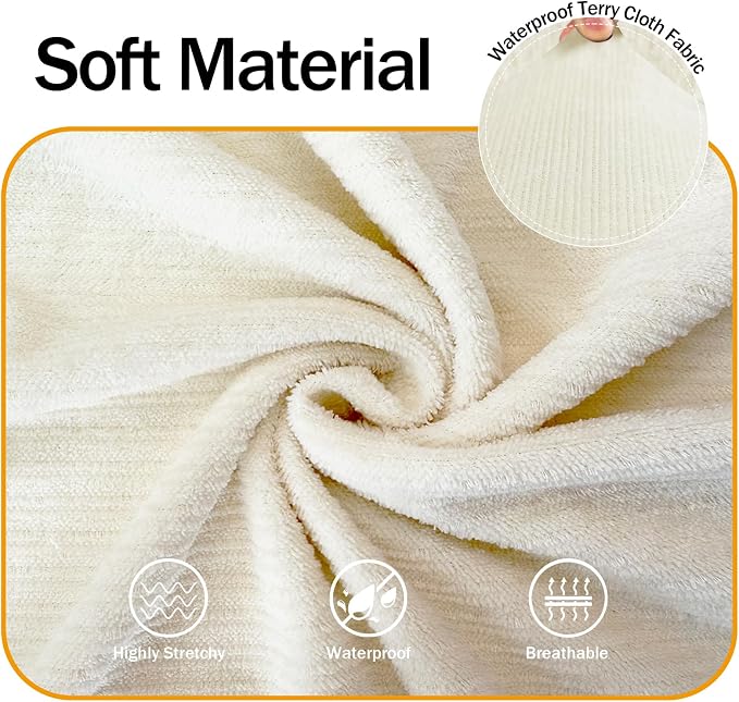Waterproof Stretch Loveseat Couch Cover - Non-Slip Soft Sofa Slipcover with Elastic Bottom, Washable Leakproof Furniture Protector for Kids, Pets, Dogs & Cats (Loveseat, Light Yellow) - Image 5