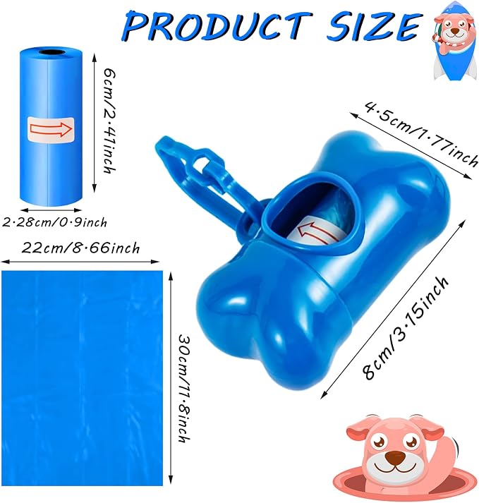 Arroyner 80 Pack Bone Shaped Poop Bag Dispenser Pet Waste Disposal Bag Dispenser (Random Color) - Image 2