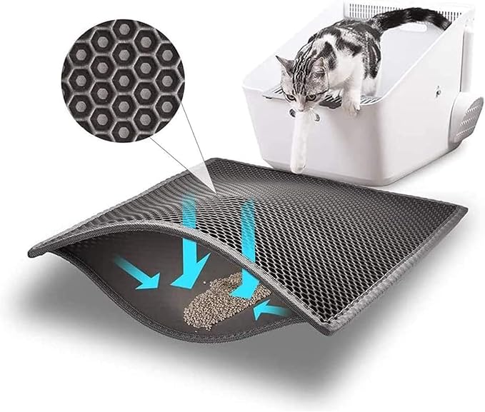 Bulkniu Cat Litter Mat, 15"x24", Waterproof, Durable & Easy to Clean, Grey | Urine-Proof, Non-Slip, Premium Durable EVA, Soft on Paws, Double-Layer Honeycomb Traps Litter, Odor-Free & Safe by Bulkniu