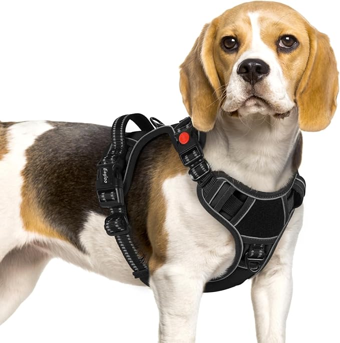 Eagloo Dog Harness No Pull for Small Dogs, Easy On & Off with 3 Buckles | No Choke with Front Clip, Adjustable Fit, MOLLE System, Reflective Vest, Easy Control for Walking, Black, Small by GoExplorewithEagloo