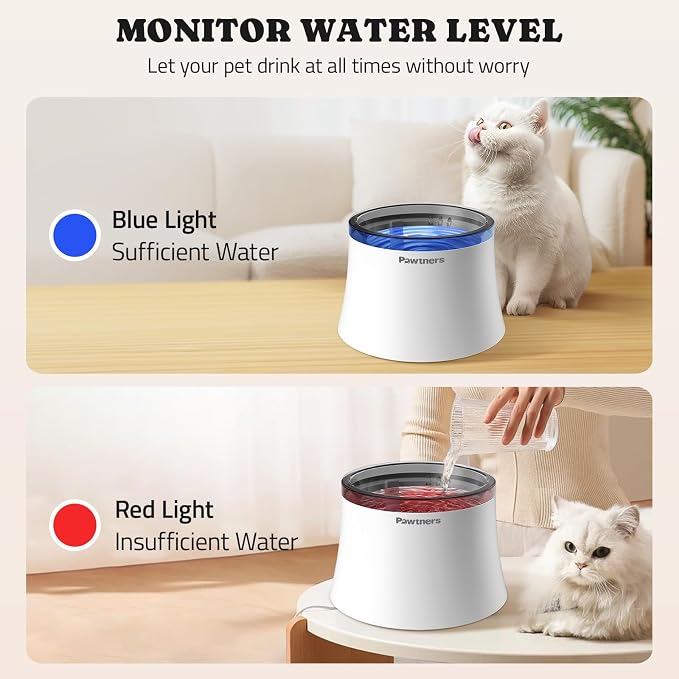 Pawtners 1 Gal/3.5L Dog Water Fountain, Automatic Dog Water Bowl Dispenser | Vortex Flow filter, Automatic Pet Water Fountain for Large Dogs Inside, Deep Drinking Area and Quiet Pump, 6.7" H - Image 8