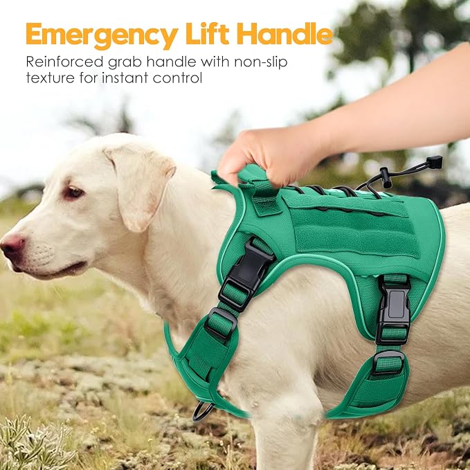 Heavy-Duty Tactical Dog Harness for Large Dogs, No Pull Adjustable Reflective Pet Vest with Molle System, K9 Military-Grade Control for Service Training, Outdoor & 10+ Breeds, Turquoise, XX-Large - Image 8