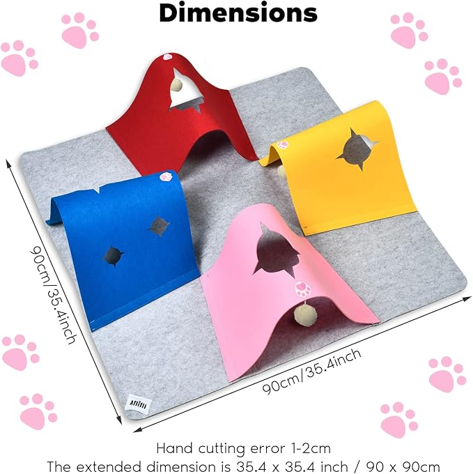 4-Way Cat Tunnels for Indoor Cats, Interactive Toys with Plush Ball | 35.4" Multi-Entrance Cat Play Tunnel with Cozy Hideaway Space, Provides Enrichment, Exercise, Exploration & Interactive Play - Image 2