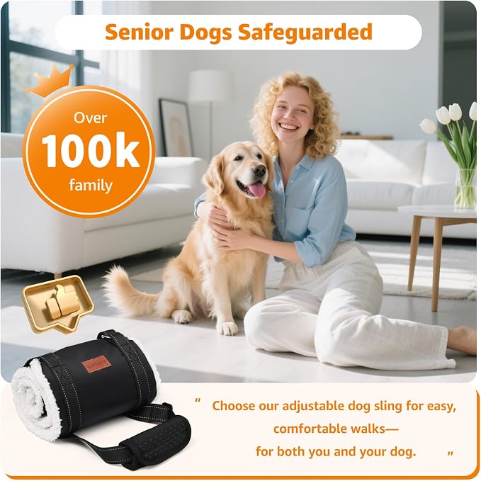 LOOBANI Dog Sling for Large Dogs Hind Leg Support Injury Rehabilitation | Walking & Stair Assistance, Senior Dog Mobility, Padded Comfort, Adjustable Fit, Lightweight Nylon, Soft Plush Lining - Image 9