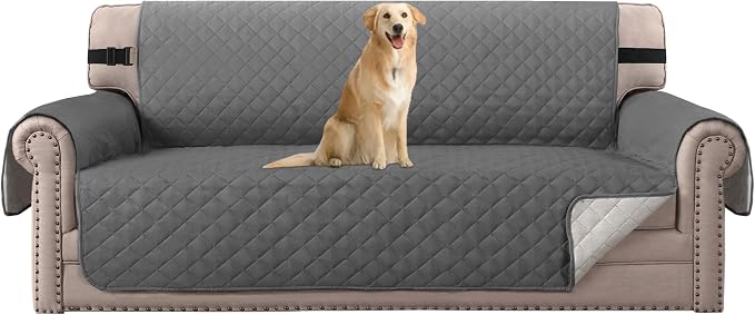 H.VERSAILTEX Sofa Protector for Dogs/Cats/Pets Sofa Slipcover Quilted Furniture Protector with Non Slip Elastic Strap Water Resistant Sofa Covers Seat Width: 66" (Sofa, Charcoal Grey) by HVERSAILTEX