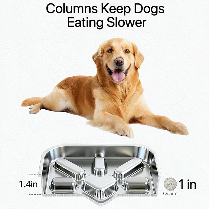 2 Packs Stainless Steel Slow Feeder Dog Bowls Medium & Large Breed 3 Cups, Food Grade 304, Non-Slip Base, Metal Slow Feeder Dog Bowls, Dishwasher & Chew-Proof & Rustproof - Image 4