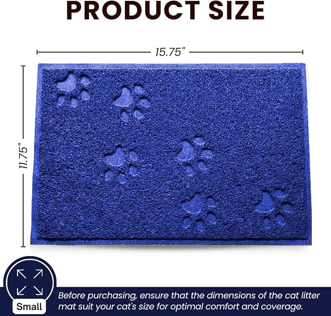 Andalus Small Cat Litter Mat, Pack of 2 - Waterproof, Non-Slip & Easy to Clean Cat Litter Box Mat for Extra Efficient Pet Litter-Trapping, Blue (15.75” X 11.75”) - Image 3