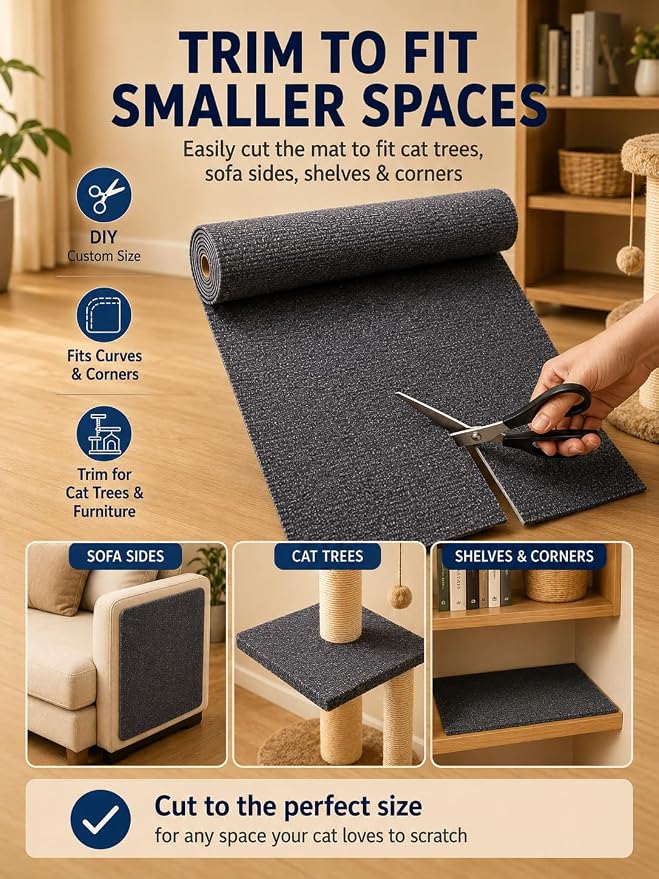 TLNNK 78.7"x15.8" Cat Scratch Furniture Protector - Dark Gray | Less Claw Damage, Easier Scratch-zone Setup, Worn Post Refresh, Cleaner Couch Corners, Softer Look for Cat Homes - Image 2