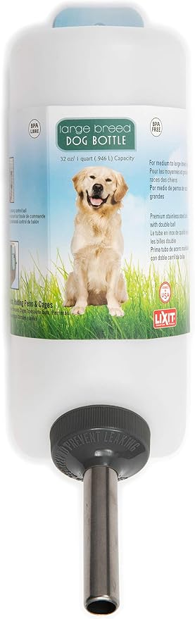 Lixit® Wide Mouth Water Bottles for Large Dogs (White, 32 Ounce) by Lixit