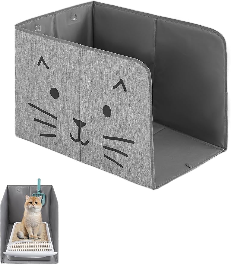 Waterproof Cat Litter Box Enclosure Splash Guard with Removable Mat, Cat Box Enclosure with 2 Hooks for Scoop, Anti-Leakage, Dust Control, Easy to Clean-24.02 x 16.14 x 16.14 inches by Coorganisers