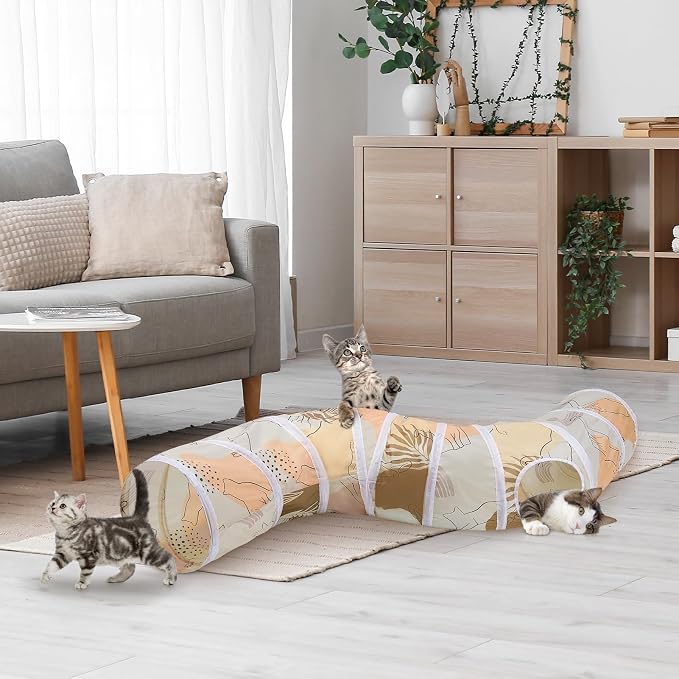 Glittme Cat Tunnel, Cat Tunnels for Indoor Cats, S-Shape Cats Cave with Cat Toys, Foldable Cat Tubes and Tunnels for Cats, Rabbit, Puppy, Guinea Pig | Interactive Bunny Tunnel And Cat Tubes With Crinkle Sounds. Ideal For Kittens, Ferrets And Small Pets... - Image 2