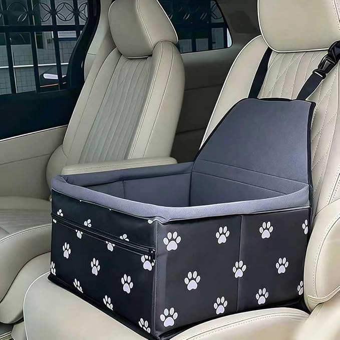 Pet Dog Booster Seat, Upgrading the Framed wall to Prevent Collapse，Breathable and Foldable Pet Car Basket，Removable andWashable pet car seat (Velvet Black) by Unknown