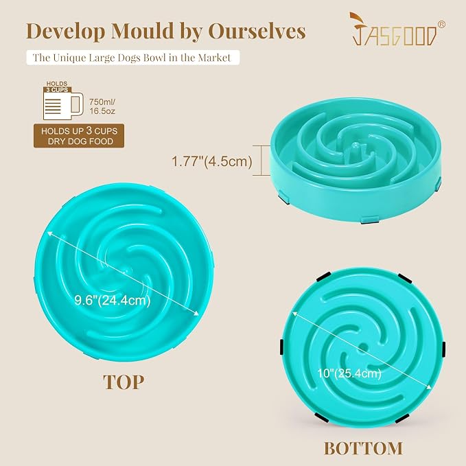 JASGOOD Slow Feeder Dogs Bowl for Large Medium Dogs,Anti-Gulping Pet Slower Food Feeding Bowls Stop Bloat,Preventing Choking - Image 7