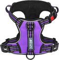 PoyPet No Pull Dog Harness with 3 Leash Clips and Vertical Handle | No Choke, Reflective, Adjustable, Soft Padded, Dog Vest for Large Dogs, Walking Training, Purple, XL by PoyPet