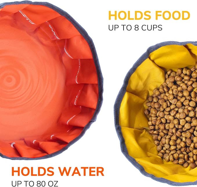 LumoLeaf Collapsible Dog Travel Bowl, 2 Packs Large 68oz/80oz Lightweight Foldable Bowl, Water and Food Bowls for Pets Dogs with Zipper (8+10 Cups) - Image 3
