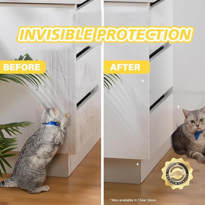 yongjoy Cat Scratch Furniture Protector, 316" x 11.8" Clear Tape | Extra-long roll, 0.12mm thick vinyl, flexible design, customizable size, suitable for large furniture areas - Image 3