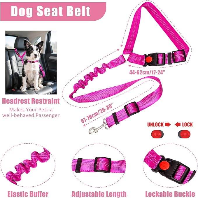 No Pull Dog Harness Adjustable Collar & Leash Set - Dog Halter Harnesses Collapsible Bowls & Poop Bag Dispenser Muzzle ID Tags Toys Fits Small Medium Large Dogs (Pink-XL) - Image 6