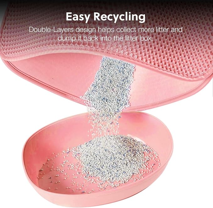 Cat Litter Mat, Kitty Litter Trapping Mat, Honeycomb Double Layer Mats, No Phthalate, Urine Waterproof, Easy Clean, Scatter Control, Catcher Litter Tray Box Rug Carpet - Image 4