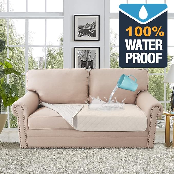H.VERSAILTEX Couch Cover for Dogs Washable 100% Waterproof Sofa Cushion Cover Dog Bed Cover Non-Slip Pet Blanket for Sofa Cushion Protector, 35"x62", Ivory - Image 3