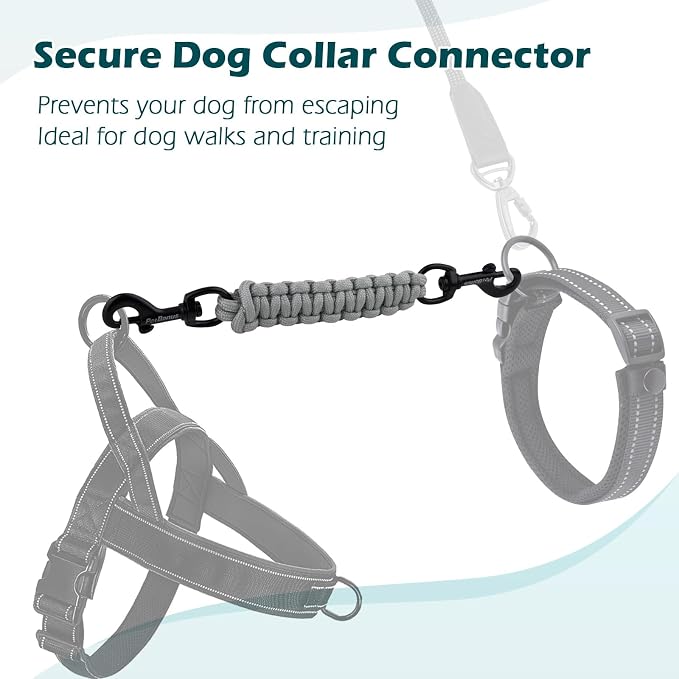 PetBonus Dog Collar Safety Clip, Handmade Prong Collar to Harness Connector | Dog Leash Backup Safety Strap, Escape Proof, Double Ended Clasp, Lead Connector for Pinch Collar, Harness (Grey) - Image 5