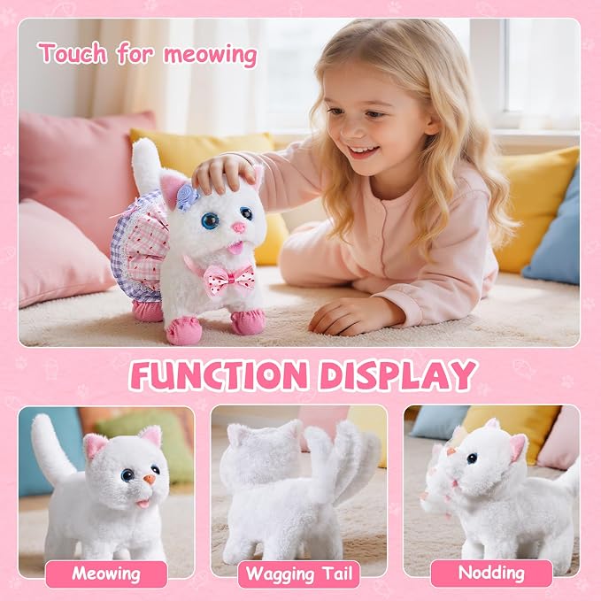 Cat Toys for Kids Girls, Interactive Robot Cat Toy for Girl 4 5 6 7 8 Year Old, Dress Up for Little Cat, Pretend Play Toddlers Girl Toy for 5-7 6-8, Ideas Birthday Gifts for Girl 5 Year Old - Image 2