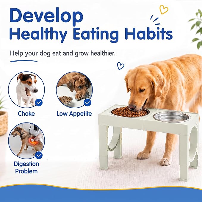XIAZ Elevated Dog Bowls Large Breed Raised Dogs Bowl Stand Large/Medium Sized Dog Stainless Steel Food Water Bowl Stands 5 Heights Adjustable 9/11/12/14in Pet Feeder Dish Station - Image 4