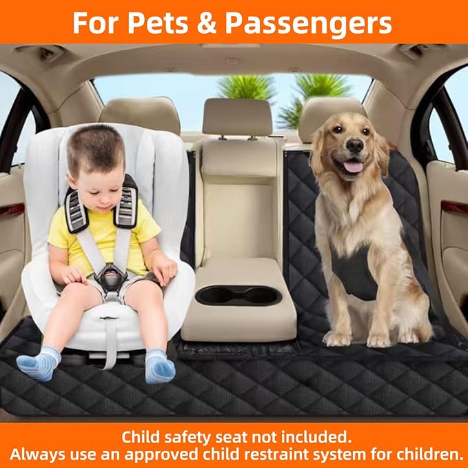Bark Lover Dog Car Seat Cover for Back Seat, Upgraded Thickened Matte Fabric, Waterproof Car Seat Protector, Non-Slip Backseat Cover for Dogs in Car, Armrest Compatible, Fits Most Cars SUVs & Trucks - Image 3
