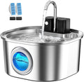 Voluas Stainless Steel Cat Water Fountain, Wireless, 108oz/3.2L, 2 Filter | Cordless Design, Ultra-Quiet Pump, Easy to Clean, BPA-Free by Voluas