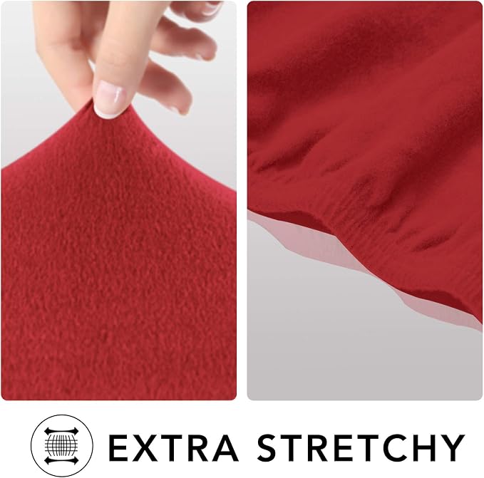 PureFit Super Stretch Chair Covers Fleece Couch Covers for Sofa Red | 1-Piece Spandex Couch Cover Soft Couch Protector, Sofa Cover Washable with Non Skid Foam and Elastic Bottom for Kids, Dogs - Image 4