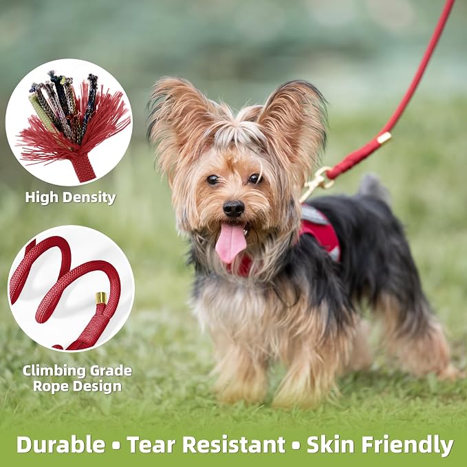 5FT Dog Leash 5/16 inch Puppy Cat Rope Lead | Burgundy Red, with Anti-tangle Swivel Clip, Comfortable Non-slip Grip Handle, Ideal for Daily Walks, for Small Medium Dogs - Image 4