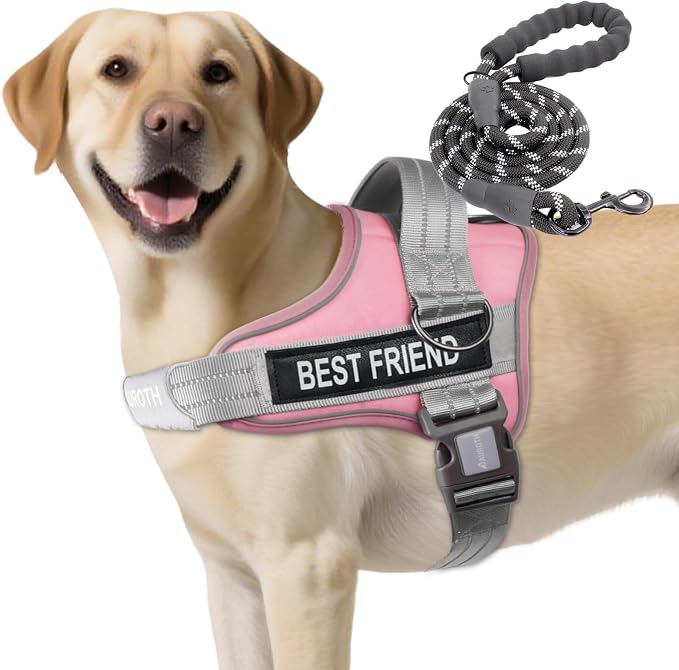 AUROTH Dog Harness and Leash Set for Large Sized Dog, No Pull Dog Vest | with Leash Clips, LED light clip, Soft Padded No Choke, Escape Proof, Easy Walking and Training, Pink, XL - Image 9