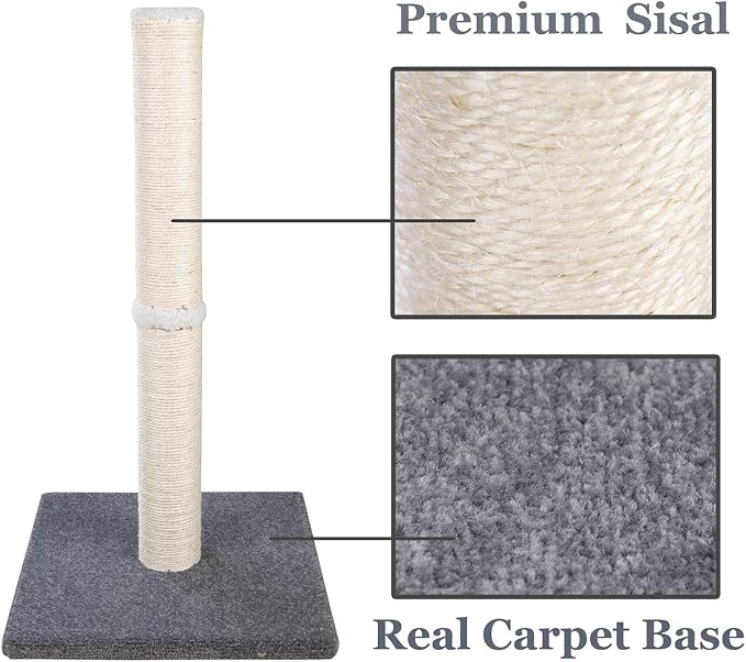 Cat Scratching Post Carpet, Tall Big Sisal Rope Cat Scratch Pole for Cats and Kittens, Stable Carpeted Heavy Base (Blue/Grey) - Image 2