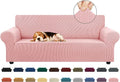 KEKUOU Stretch Couch Covers for Sofa, 3 Cushion Couch Slipcover,Dusty Pink | 1-Piece Washable Sofa Cover Pet Friendly(78"-94") Furniture Protector Soft Jacquard, Elastic Bottom for Dogs & Kids by KEKUOU