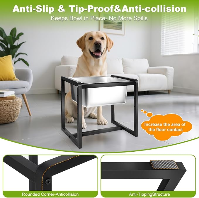 Adjustable Height Elevated Large Dog Water Bowls with Stainless Steel Bowls and Metal Stand，4-Level (8/10/12/14 Inches) Pet Bowl for Dogs for Large Medium Dogs - Durable, Easy to Clean (2gallon) - Image 5