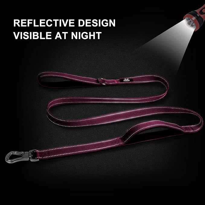 Twoear 6FT 1IN Heavy Duty Dog Leash for Large Dogs with 2 Padded Handles | Traffic Handle Extra Control, Auto Lock Hook, Strong Reflective Walking Leash for Night Safety, Medium and Large Breeds,Rose - Image 5