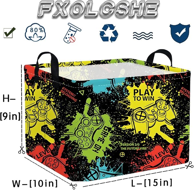 Rectangular Kids Storage Basket,Game Basket for Boys Kids,Waterproof foldable storage baskets,Game Bin,Gift Baskets,Boys Room Decor(Games) - Image 6