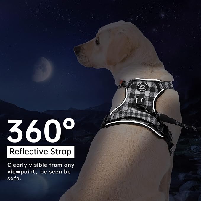 IVY&LANE No Pull Dog Harness with Leash Set, Reflective No Choke Pet Vest,Adjustable Oxford Dog Vest Harness with Easy Control Handle for Large Dogs (Checkered Black,XL) - Image 6