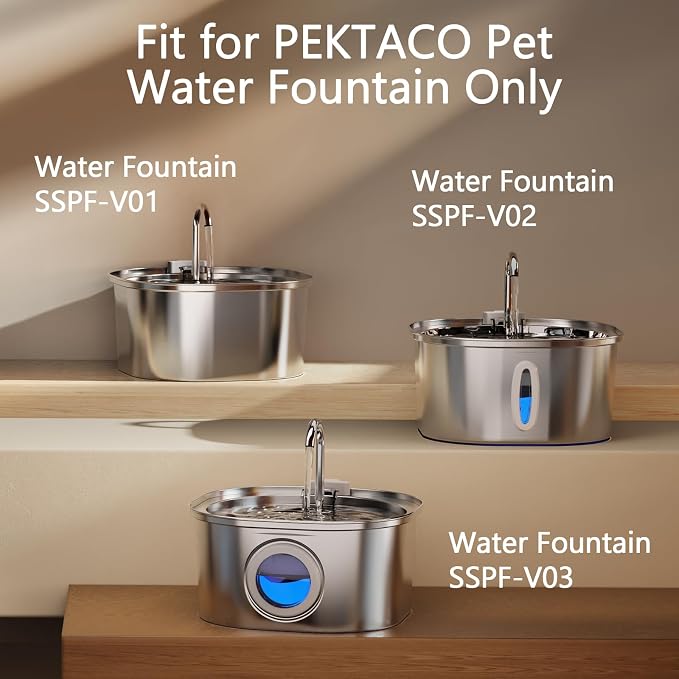 PEKTACO Cat Water Fountain Replacement Filters for 3.2L/108oz, 6 Pack | Pre-filter sponges, activated carbon, ion exchange resin, non-woven fabric, captures hair and debris, reduces odors and dirt - Image 6
