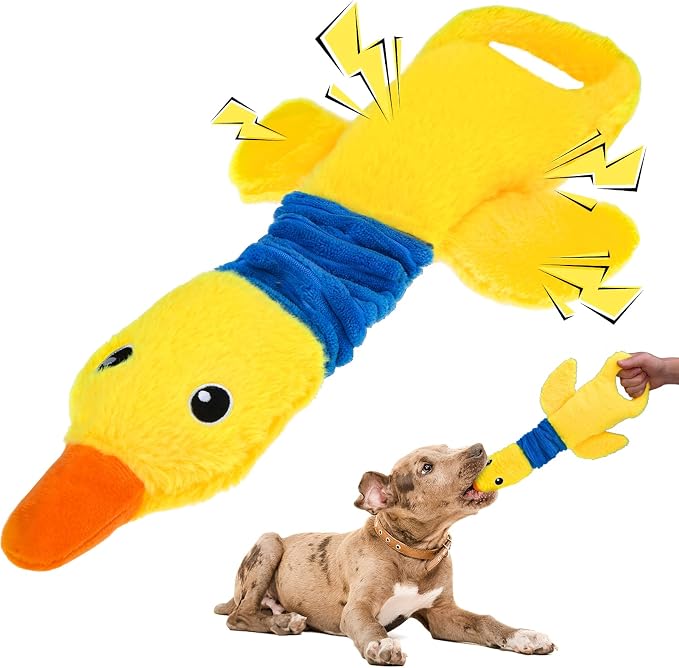 Mihachi Squeaky Dog Toys, Plush Stuffed Puppy Toys with Crinkle Paper-Tug of War Dog Toys for Small, Medium and Large Dogs Duck Interactive Squeaky Pet Toys to Keep Them Busy, Yellow Duck by Mihachi
