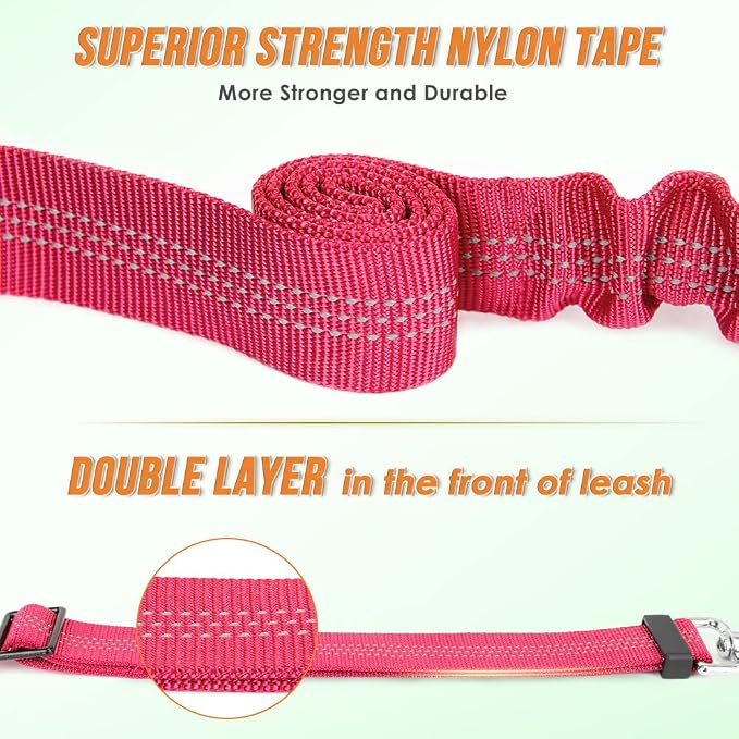 AUTOWT Double Dog Leash, No Tangle 360°Swivel Rotation Reflective Lead Attachment Adjustable Length Dual Two Dogs Lead Splitter, Comfortable Shock Absorbing Walking Training for 2 Dogs - Image 5