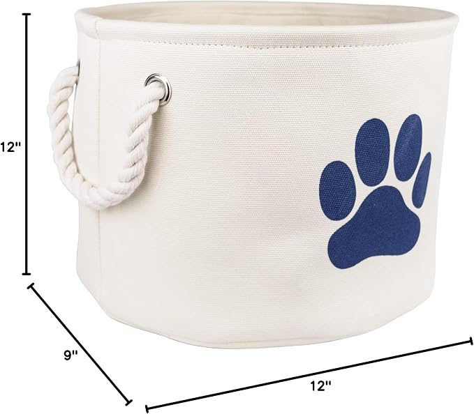 Bone Dry Pet Storage Collection Collapsible Bin, Small Round, Off-White - Image 11