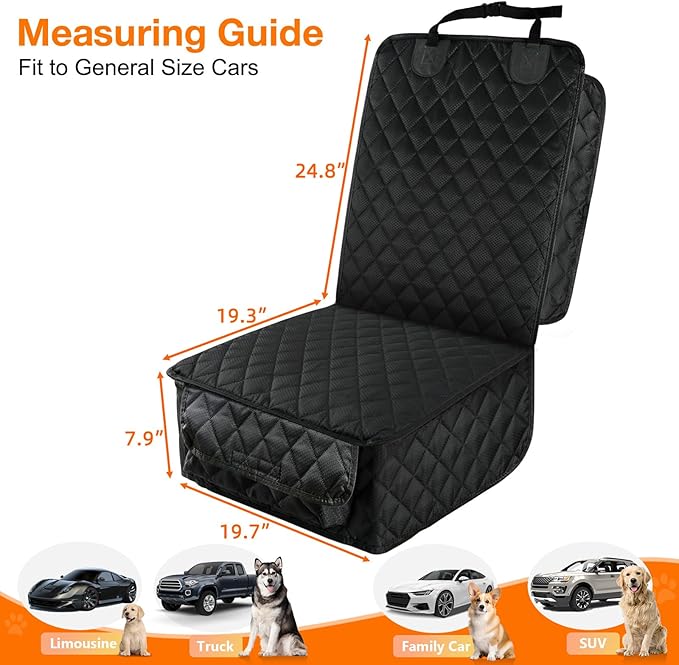 PETICON Waterproof Front Seat Car Cover, Full Protection Dog Car Seat Cover | Side Flaps, Nonslip, Scratchproof, Fits Cars, Trucks, SUVs, Jeep - Image 5