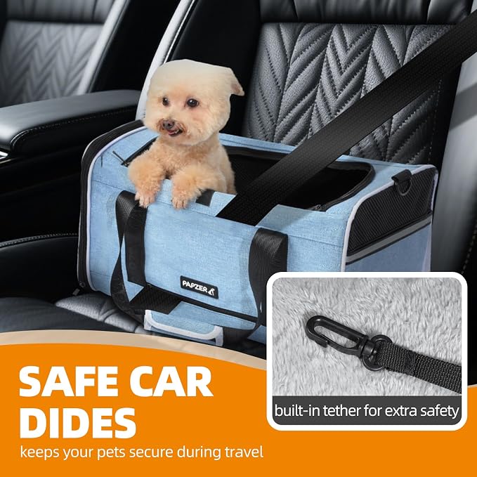 Cat Carrier for Travel, Soft-Sided, Top Loading, Privacy Curtain, to 20 lbs | Medium Pet Carry Bag Anxious Cat, Vet Visits Car Transport, Luggage Sleeve Suitcase Attachable Small Puppy Crate Kennel Blue - Image 6