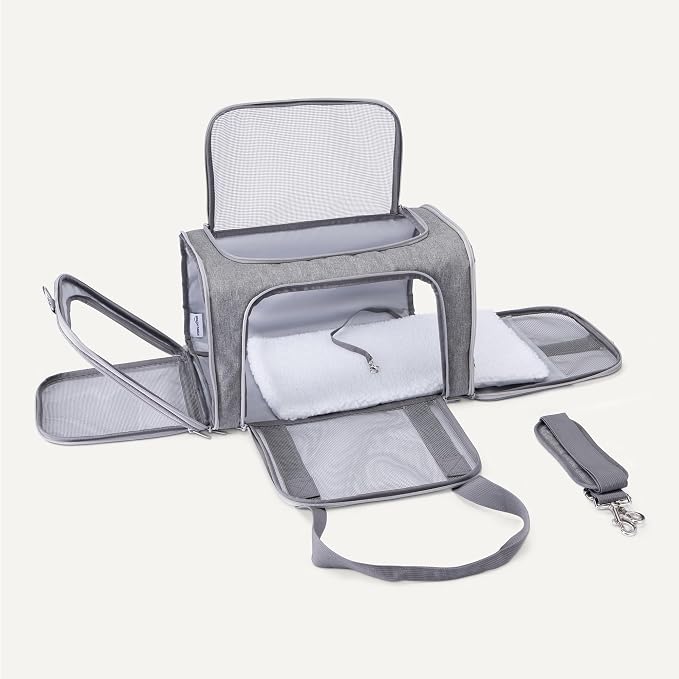 Amazon Basics Soft Cat & Dog Carrier with Adjustable Shoulder Strap, Airline-Approved, Foldable and Portable Design, Mesh Ventilation, Folds Flat for Storage - Image 4