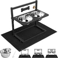 Elevated Dog Bowls With Mat, Adjustable Height 4.3-11.8'', Two 1.7L Stainless Steel Food & Water Bowls, Metal Raised Stand for Large, Medium Dogs by TIDANT