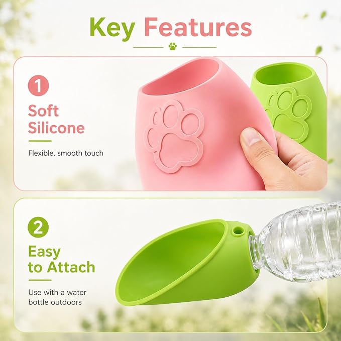 4 PC Water Bottle Attachment for Dogs, Dog Drinking Bottle, Outdoor Pet Water Dispenser for Walking Hiking Travel, Compact Storage Solution for Pet Owners - Image 3