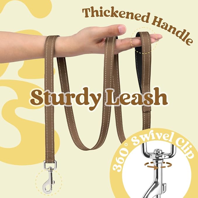 rabbitgoo Dog Harness Small Sized and Leash Set, Step in Soft Vest | Breathable Mesh, Easy Wear with Hook & Loop, Light and Reflective for Walking, Multi-colored, Beige & Coffee, XXS - Image 4